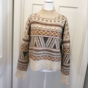 Marled Chunky Knit Pullover Crop Style Sweater size Large, casual warm